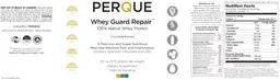Label for Whey Guard Repair 100% Native Whey Protein Chocolate Flavored