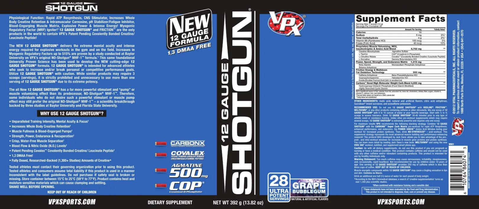 Label for 12 Gauge Shotgun Grape Bubblegum