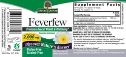 Label for Feverfew Alcohol-Free