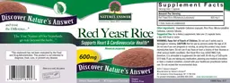 Label for Red Yeast Rice 600 mg