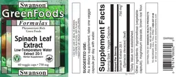 Label for Spinach Leaf Extract 750 mg