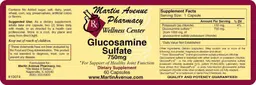 Label for Glucosamine Sulfate 750 mg