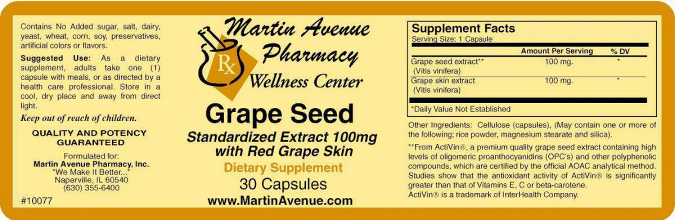 Label for Grape Seed Standardized Extract 100 mg with Red Grape Skin