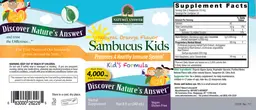 Label for Sambucus Kids Natural Orange Flavor