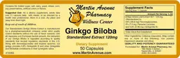 Label for Ginkgo Biloba Standardized Extract 120 mg