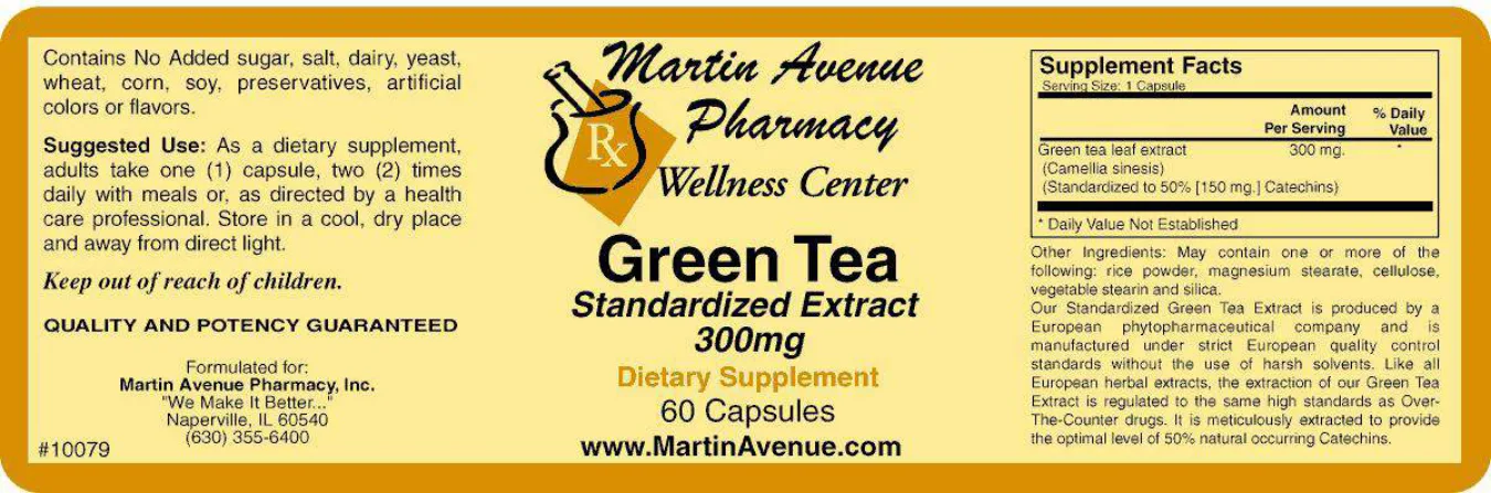 Label for Green Tea Standardized Extract 300 mg