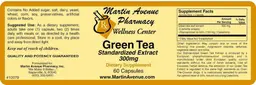 Label for Green Tea Standardized Extract 300 mg