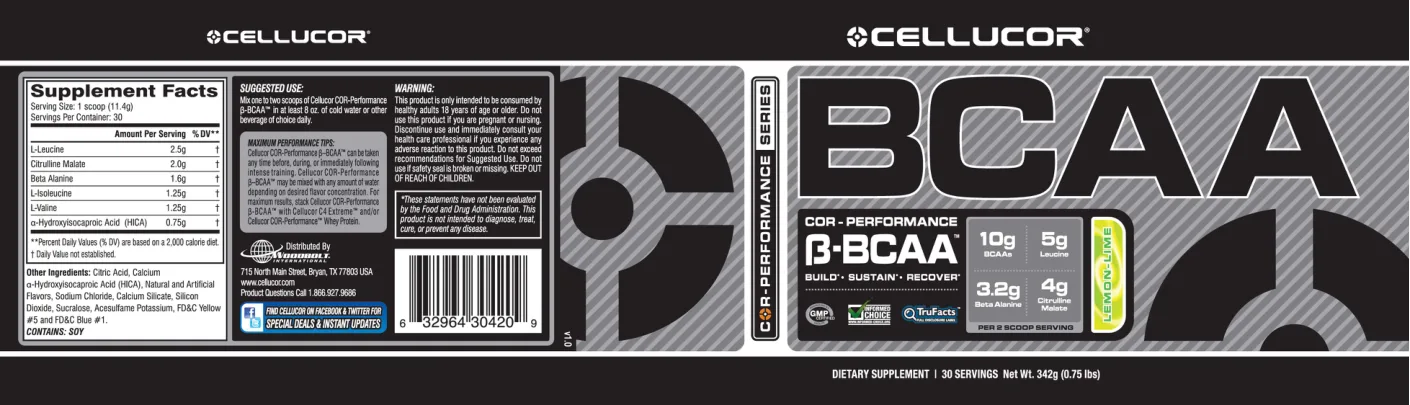 Label for COR-Performance B-BCAA Lemon-Lime