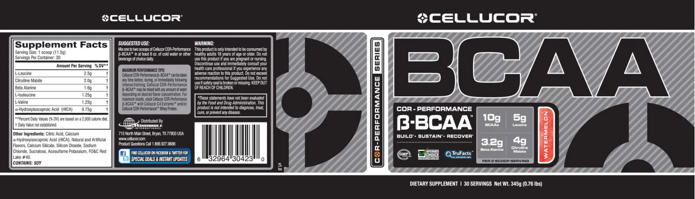 Label for COR-Performance B-BCAA Watermelon