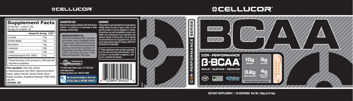 Label for COR-Performance B-BCAA Tropical Punch