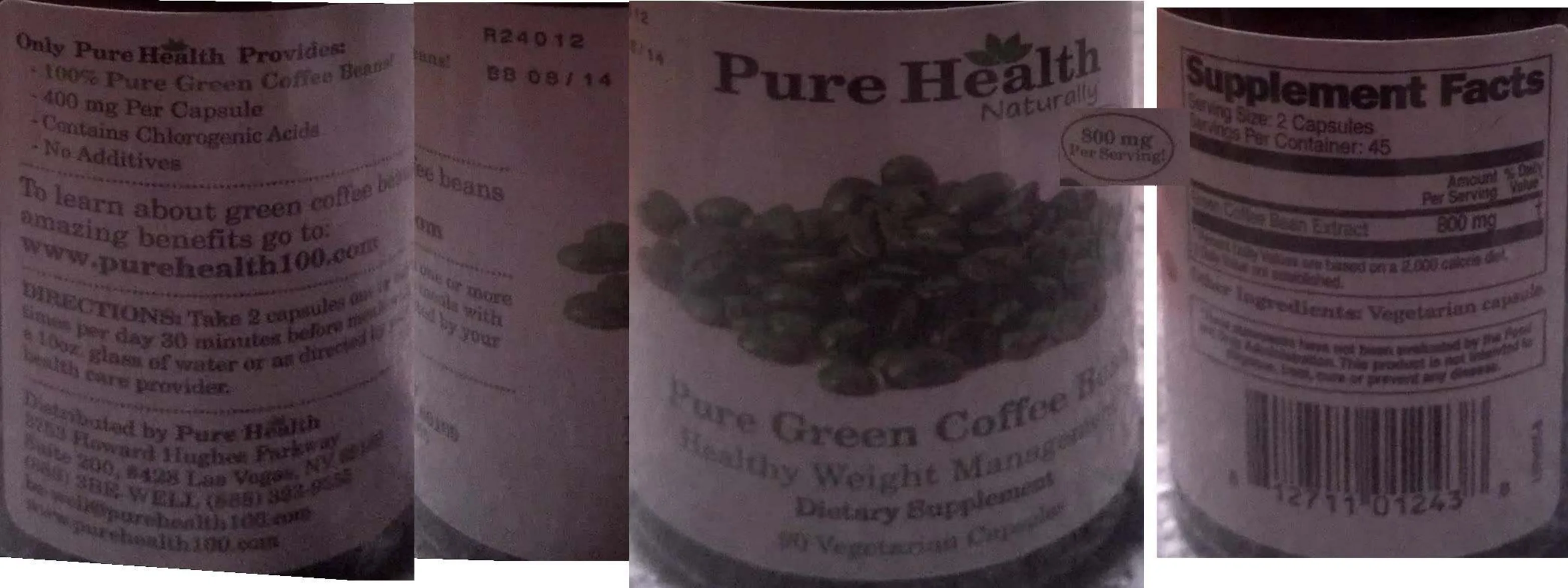 Label for Pure Green Coffee Bean