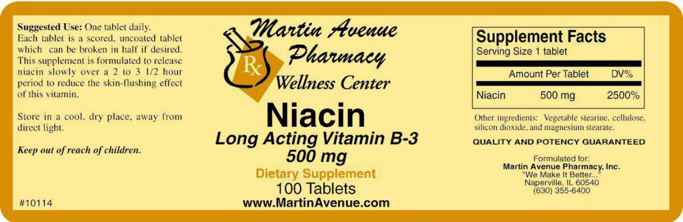 Label for Niacin Long Acting Vitamin B-3 500 mg