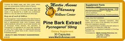 Label for Pine Bark Extract Pycnogenol 50 mg