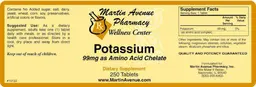 Label for Potassium 99 mg as Amino Acid Chelate