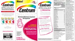 Label for Centrum Specialist Prenatal