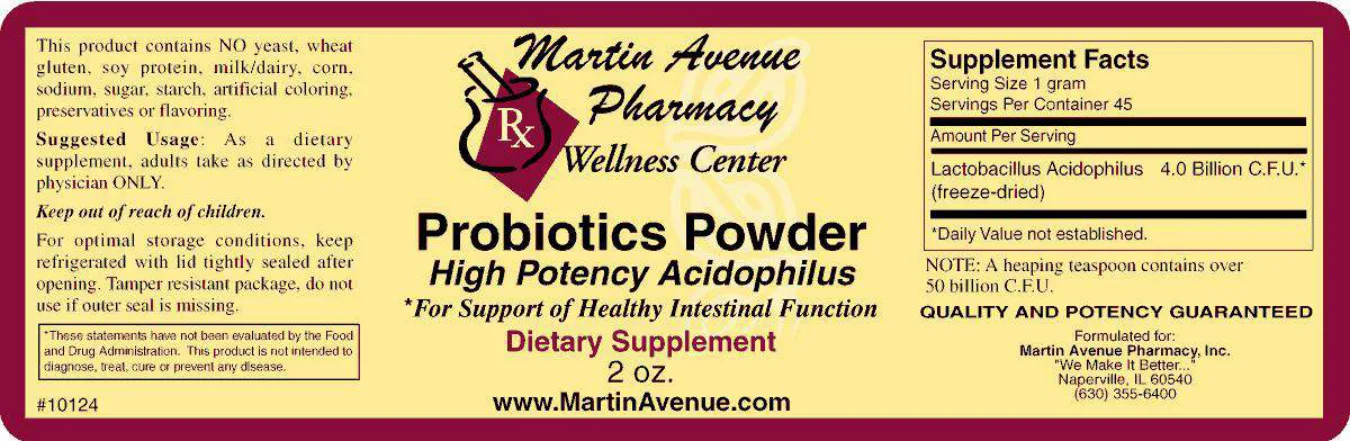 Label for Probiotics Powder High Potency Acidophilus