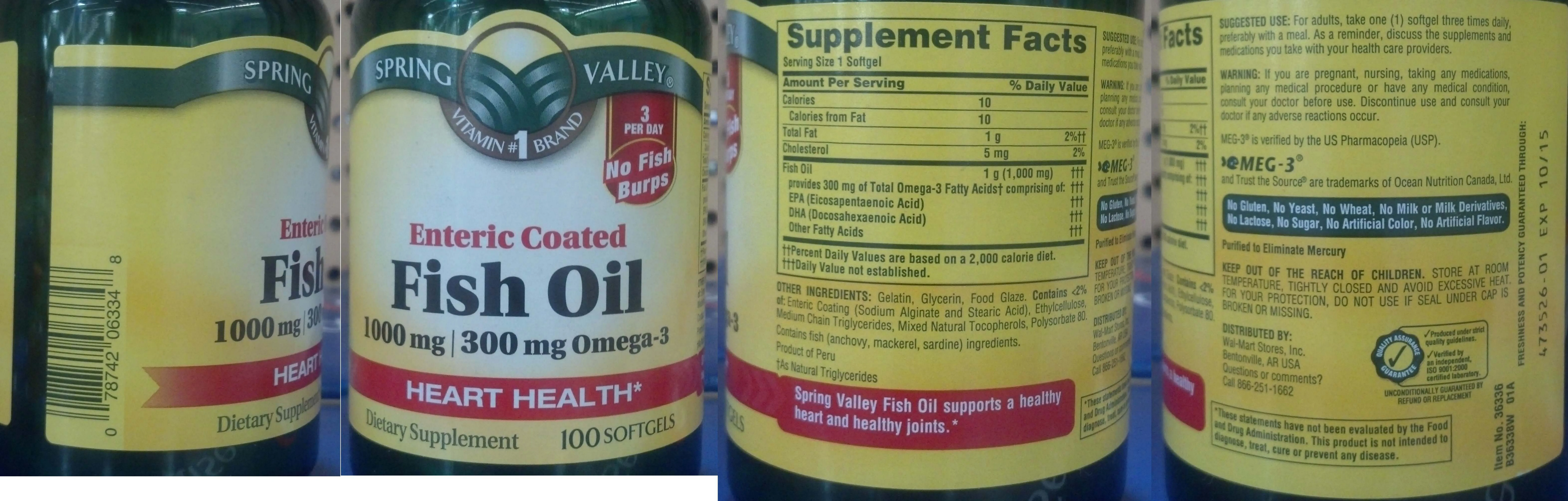 Label for Fish Oil 1000 mg 300 mg Omega -3
