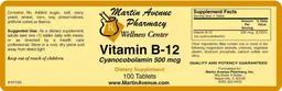 Label for Vitamin B-12 Cyanocobalamin 500 mcg