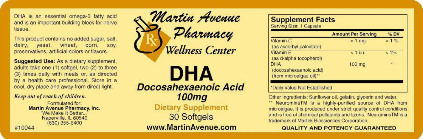 Label for DHA 100 mg