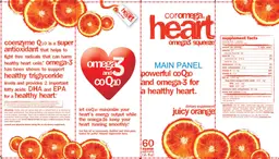 Label for Heart Omega3 Squeeze Juicy Orange