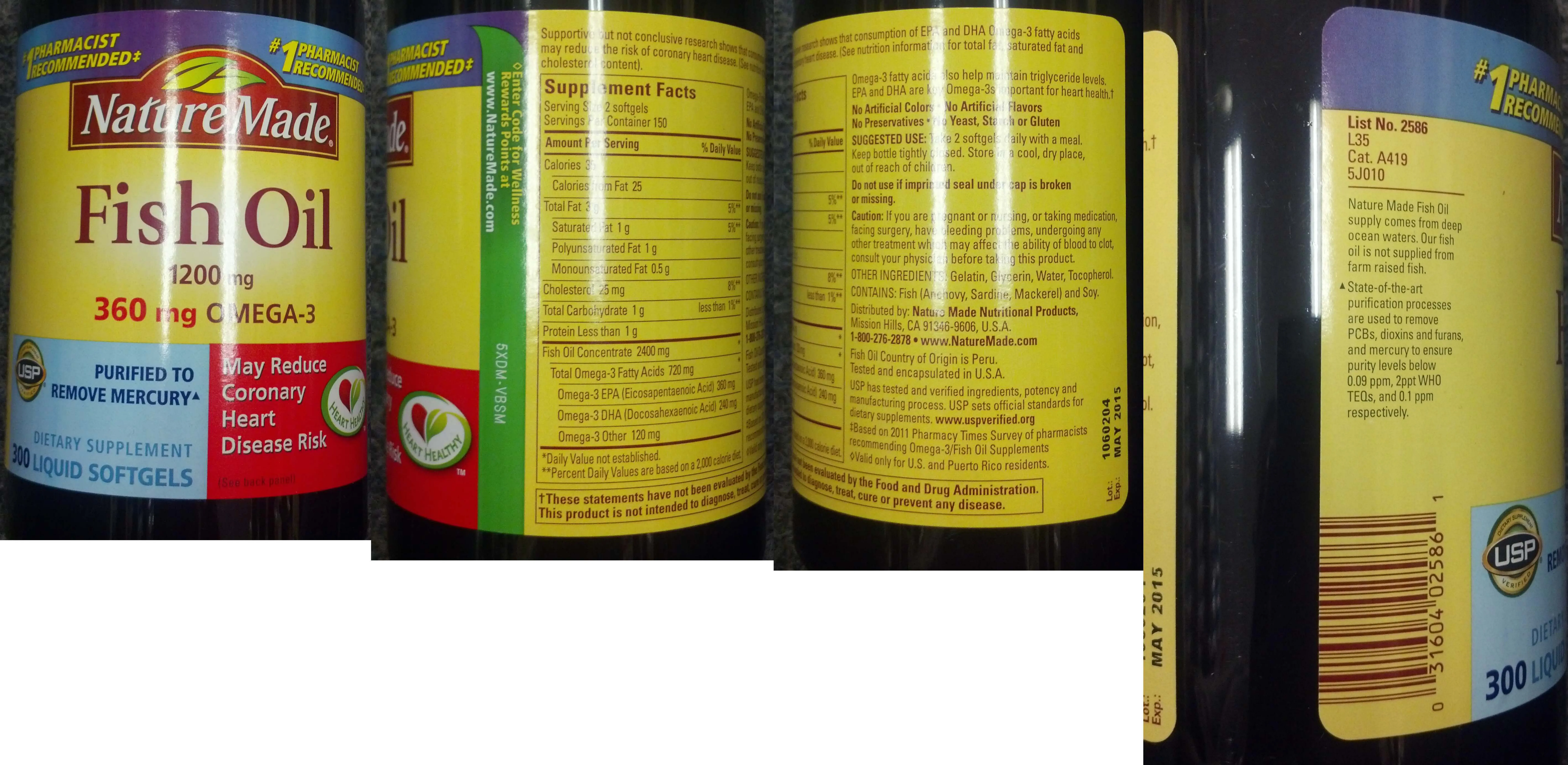 Label for Fish Oil 1200 mg 360 mg Omega-3