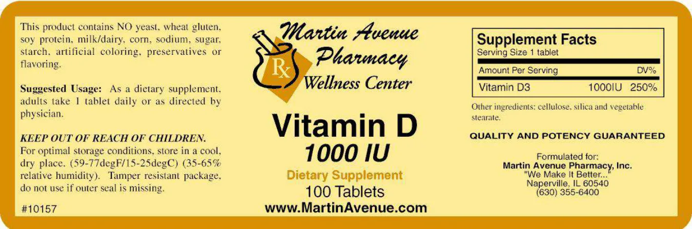 Label for Vitamin D 1000 IU