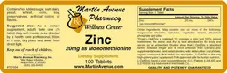 Label for Zinc 20 mg As Monomethionine