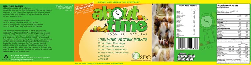 About Time 100% Whey Protein Isolate Cin