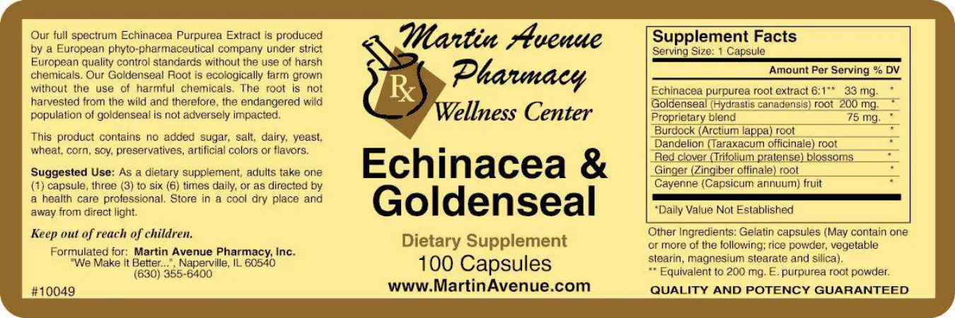 Label for Echinacea & Goldenseal