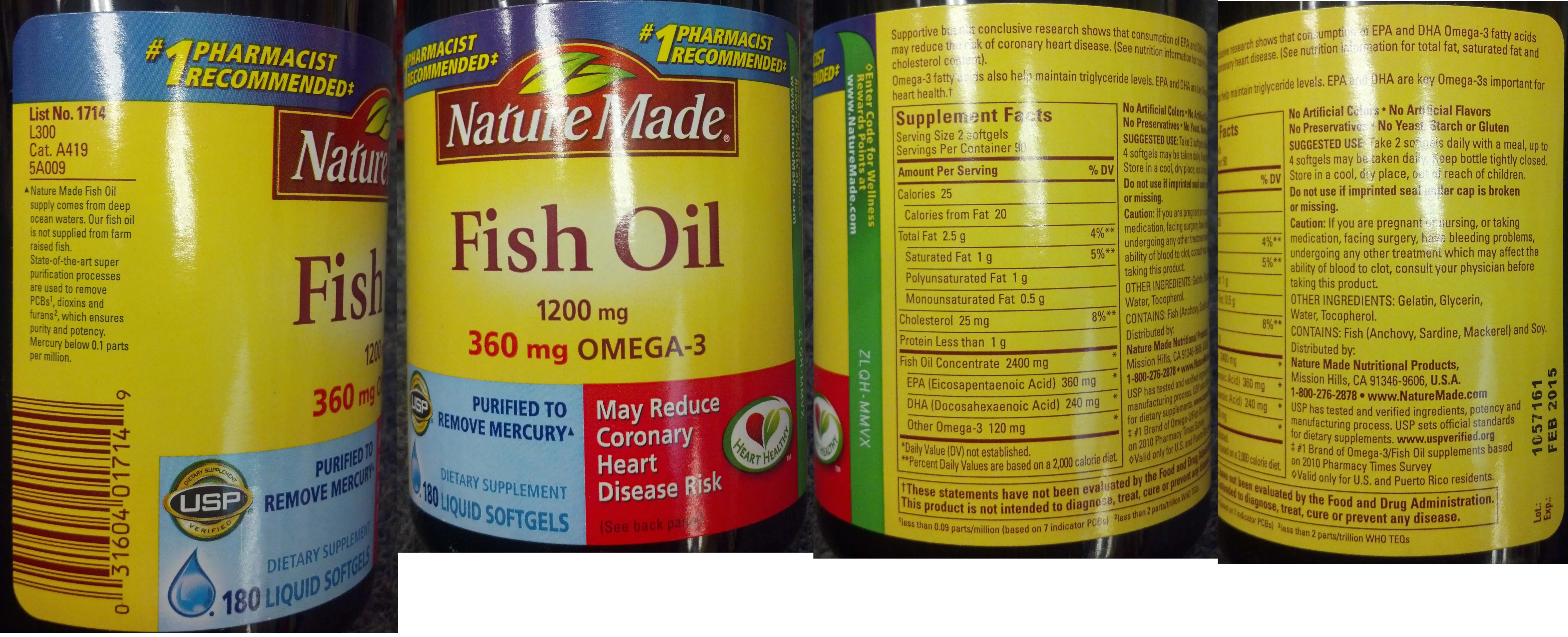 Label for Fish Oil 1200 mg 360 mg Omega-3