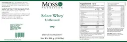 Label for Select Whey Unflavored