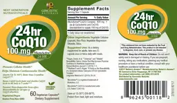 Label for 24hr CoQ10 100 mg