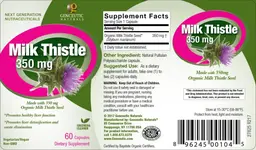 Label for Milk Thistle 350 mg