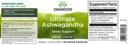 Label for Ultimate Ashwagandha 250 mg KSM-66