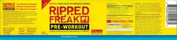 Label for Ripped Freak RF Pre-Workout Blue Raspberry Flavor
