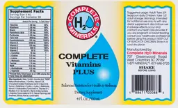 Label for Complete Vitamins Plus