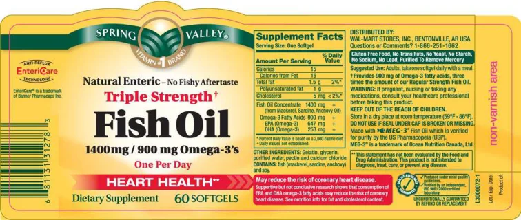 Label for Triple Strength Fish Oil 1400 mg / 900 mg Omega-3's