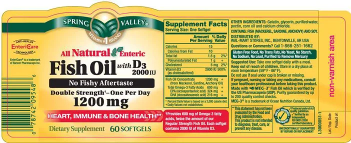 Label for All Natural Enteric Fish Oil With D3 2000 IU