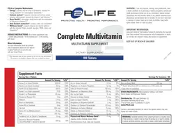 Label for Complete Multivitamin