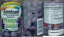 Label for Centrum Flavor Burst Wild Grape Adult Chews