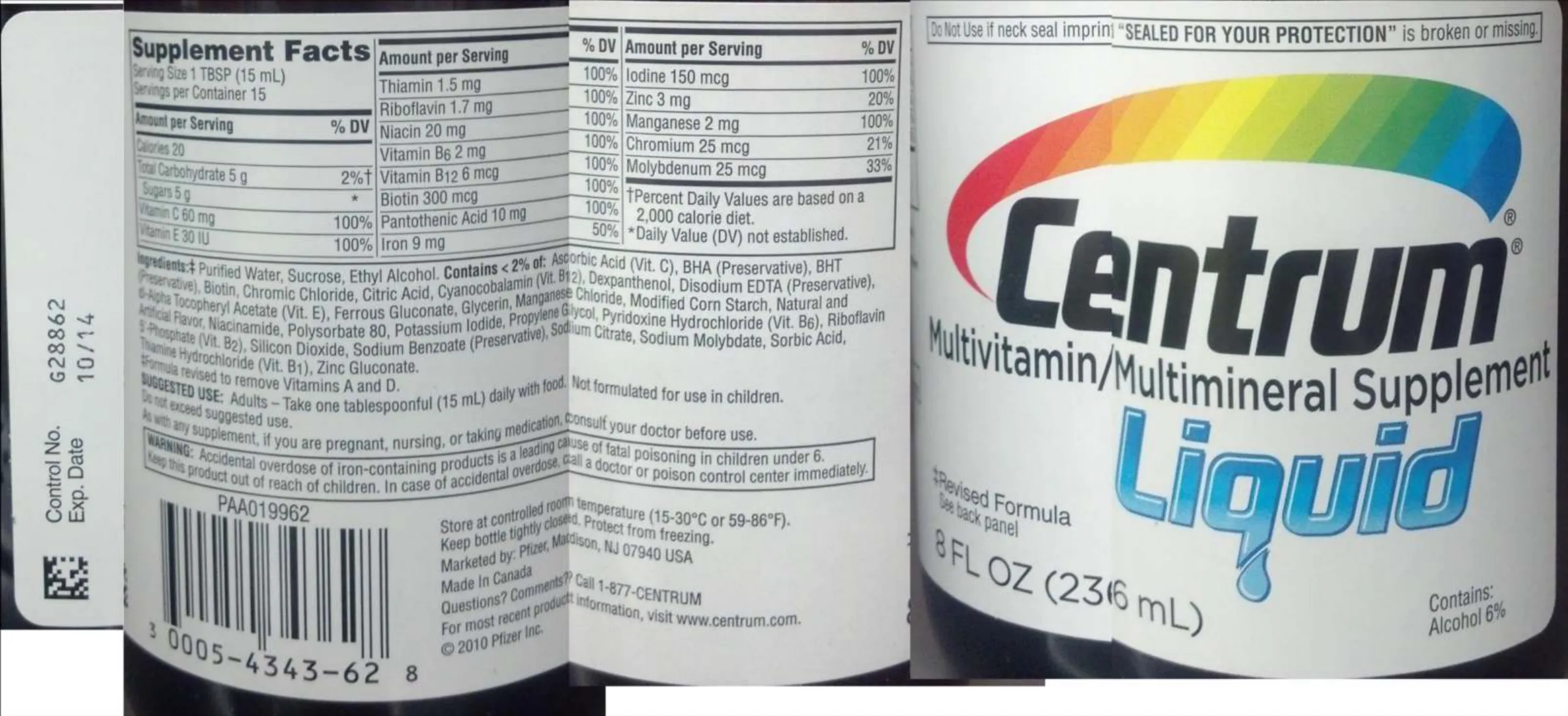 Label for Centrum Liquid