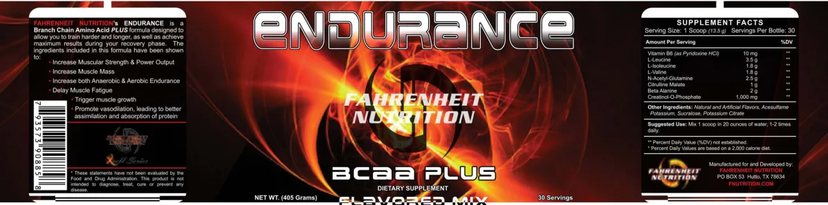 Label for Endurance BCAA Plus