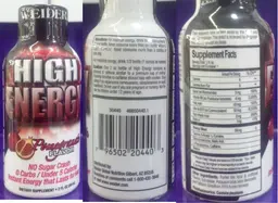 Label for High Energy Pomegranate Flavor