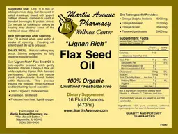Label for Lignan Rich Flax Seed Oil