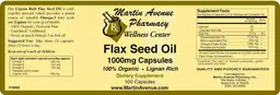 Label for Flax Seed Oil 1000 mg Capsules