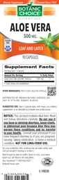 Label for Aloe Vera 500 mg