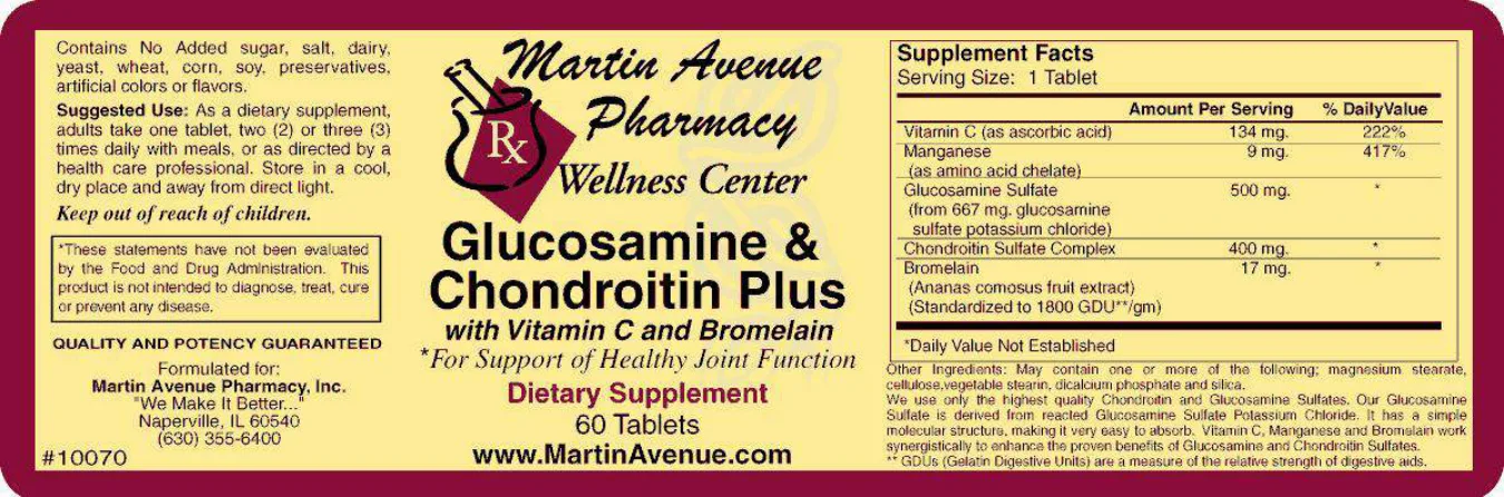 Label for Glucosamine & Chondroitin Plus With Vitamin C And Bromelain