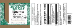 Label for Butterbur Extract Standardized to 15% Petasins 75 mg
