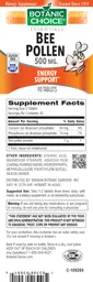 Label for Bee Pollen 500 mg