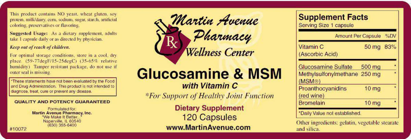 Label for Glucosamine & MSM With Vitamin C
